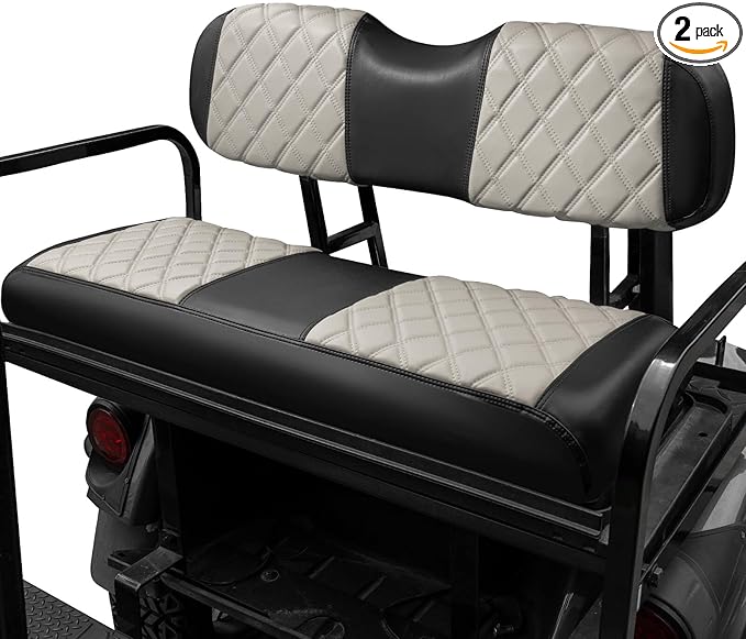 NOKINS Golf Cart Seat Covers Fit Club Car Precedent/DS/EZGO RXV/TXT/Yamaha Drive Aftermarket Standard Rear Seat Cushion, No Stapler, Multiple Colors&Breathable (Oyster Gray&Black)
