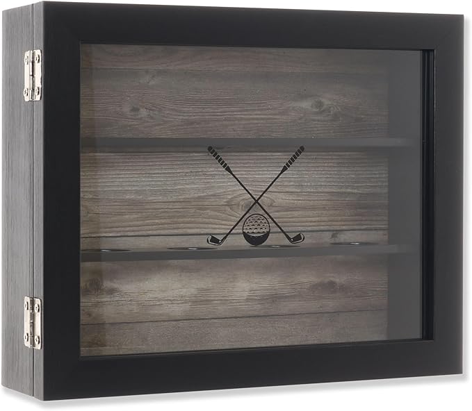 Golf Ball Shadowbox Display Case | 12 Ball & 25 Ball Options | Glass Front Door