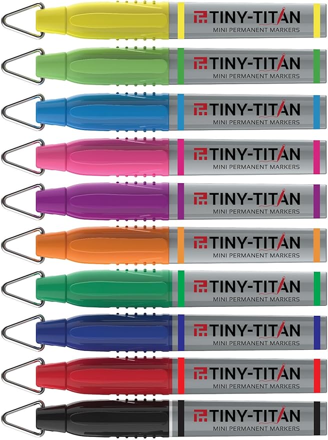 Tiny-Titan Mini Markers, Keychain Clip, Golf Ball Marker, Clip On Nurse's Badge - BLACK Ink - Fine Point - 12 Pens Per Box