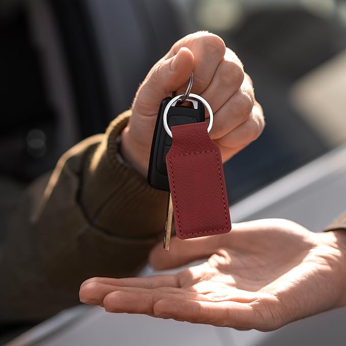 LaserGram Rectangle Keychain, Coat of Arms Germany, Personalized Engraving Included (Burgundy)