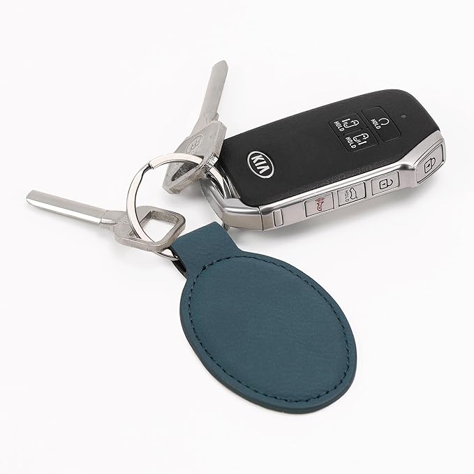LaserGram Oval Keychain, Golfer Golfing, Personalized Engraving Included (Slate Blue)