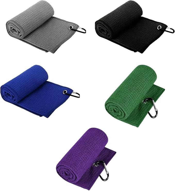 Golf Towel with Clip, Soft Microfiber Cleaning Cloth for Golf Clubs and Balls, Compact and Absorbent(B)