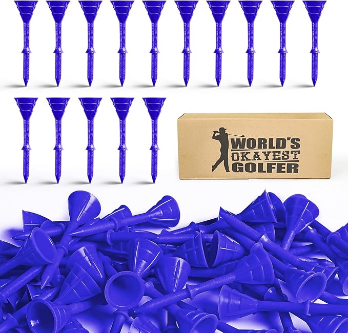 FINGER TEN Unbreakable Golf Tees Plastic 3 1/4 inch Value 50/100 Pack, Low Friction & Low Ball Spin Long Tees to Improve Distance & Accuracy, Durable Tees with Assorted Colors to Practice