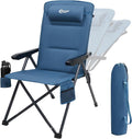 PORTAL Reclining Camping Chair with Adjustable Back Folding Camp Recliner for Adults Portable High Back Oversized, 400LBS (Blue)