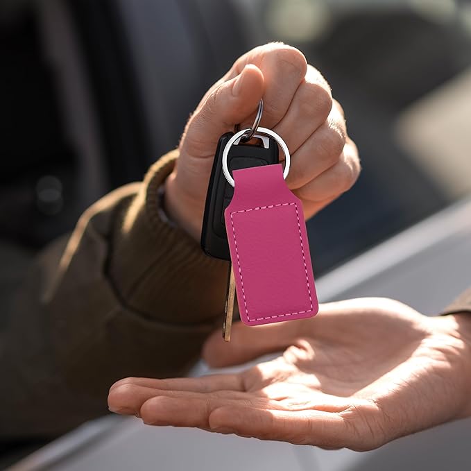 LaserGram Rectangle Keychain, Coat of Arms Germany, Personalized Engraving Included (Hot Pink)