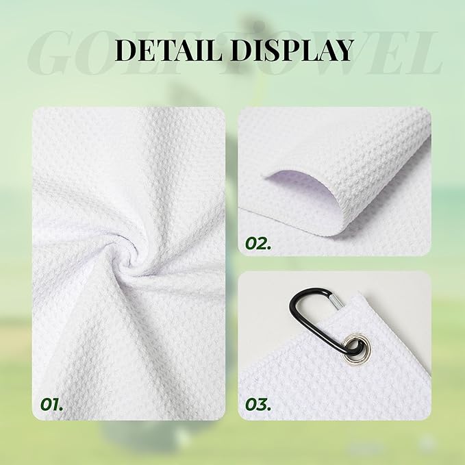 Funny Golf Towel with Carabiner Clip 24"x16" Ocean Beach Golf Towels for Golf Bags Microfiber Waffle Teal Golfs Rag for Disc Balls Clubs Golfs Accessories for Women Mom Dad