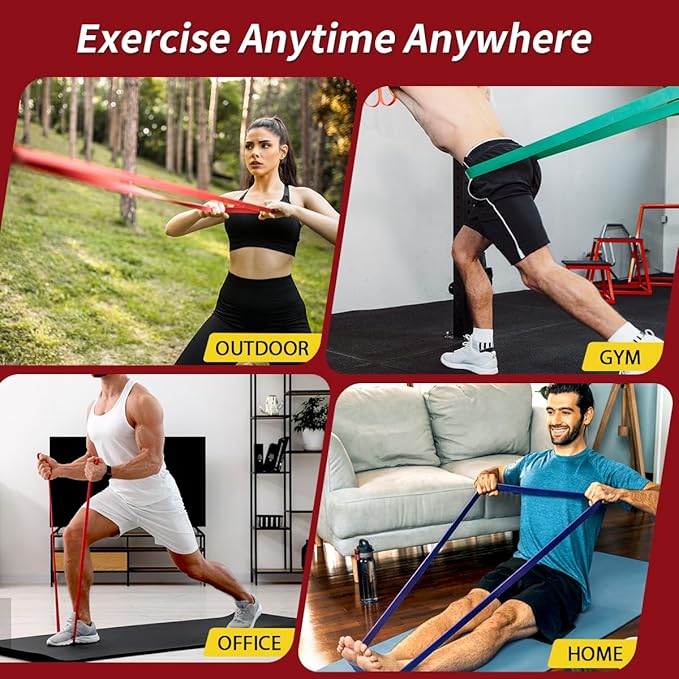 WHATAFIT Resistance Bands,Pull Up Assist Bands Set with Handles, Exercise & Workout Bands with Door Anchor for Men & Women – Home Fitness Equipment for Strength Training, Stretching