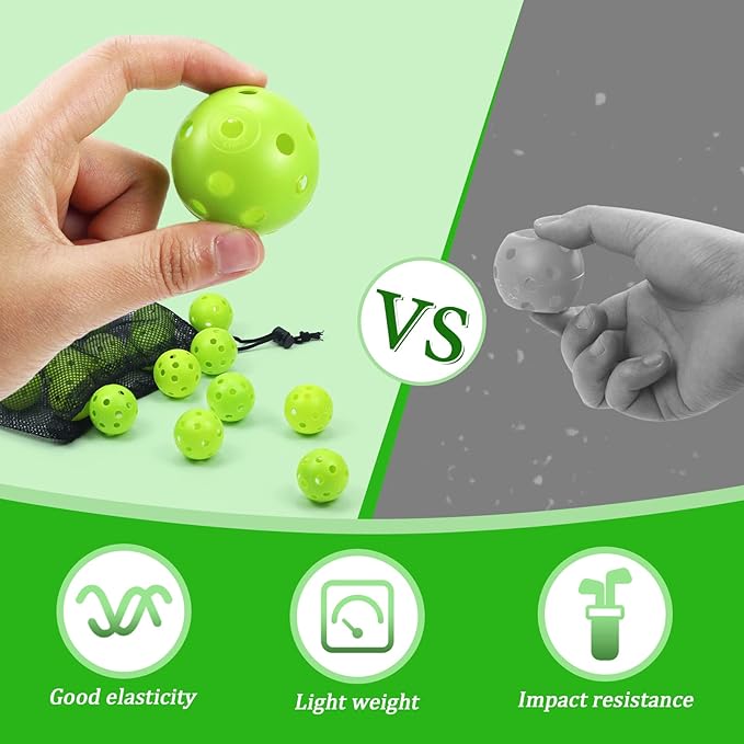 Plastic Golf Balls Practice Limited Flight Golf Training Ball Hollow Swing Practice Indoor Golf Balls with Mesh Drawstring Bag for Backyard Driving Range or Outdoor