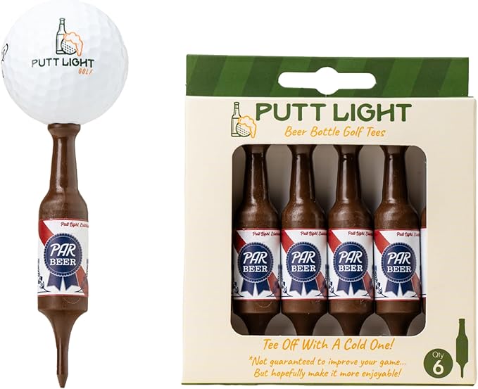 Beer Bottle Golf Tees, Virtually Unbreakable and Recyclable Plastic Golf Tee 6 Pack, Golf Gift for Men, Bachelor Party Novelty Gift, for Golfers,3-1/4" Tall