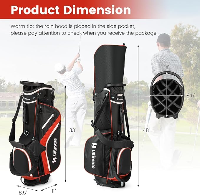 KOTEK Golf Stand Bag, 14 Way Top Divider Golf Club Bag with Cooler, 6 Zippered Pockets, Rain Hood & Adjustable Dual Shoulder Straps, Lightweight Golf Bag for Men Women