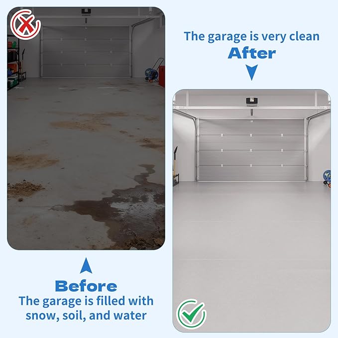 Containment Mat 8' x 18' Waterproof Garage Floor Mat for Prevent Snow Rain and Mud from Damaging The Garage (No Raised Edge)