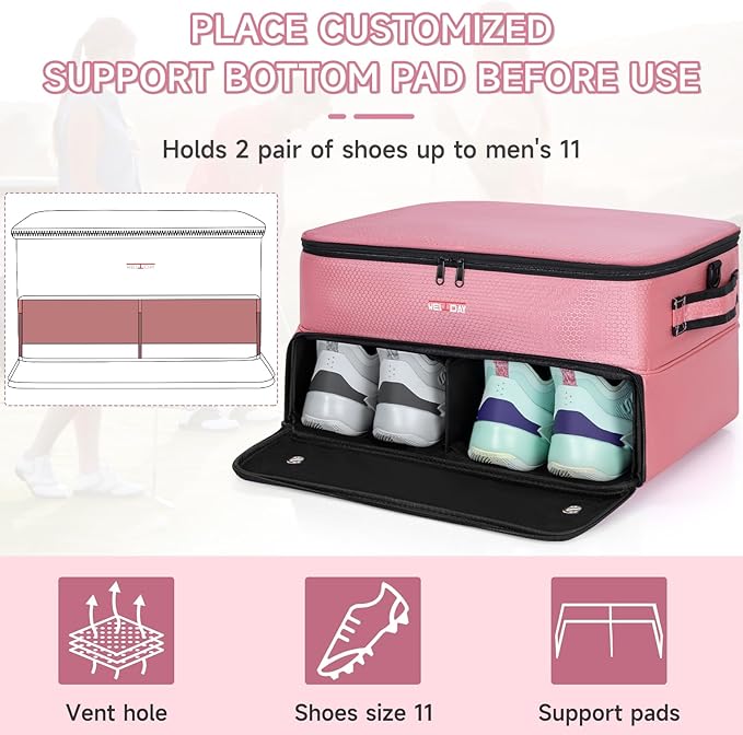 ANILD Golf Trunk Organizer, 2 Layer Golf Storage Case with Separate Ventilated Compartment for 2 Pair Shoes, for Balls, Tees, Clothes, Gloves, Accessories, Golfer Gifts