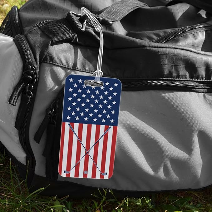 ChalkTalkSPORTS Golf Luggage & Bag Tag | USA Golfer | Standard Lines on Back | Large