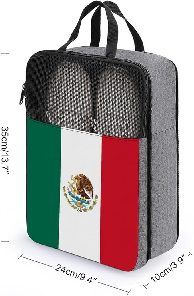 Dust-Proof Men & Women Travel Shoe Bag Mexican Mexico Flag Portable Travel Shoe Packing Bag for Gym Sneaker Bags