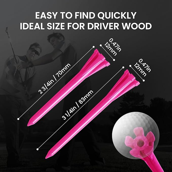 FINGER TEN Golf Tees Plastic Unbreakable Easy to Find Bulk Value 500 Count, 2 3/4 3 1/4 Inch Stable Tee Driving Range Reduce Friction, Green Red White USA Flag Practice