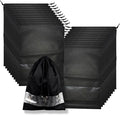 20 Pack Shoe Bags for Travel, 17" x 12.6" Drawstring Shoe Organizers with Clear Window, Breathable Non-Woven Dustproof Pouches for Luggage & Closet (Black)