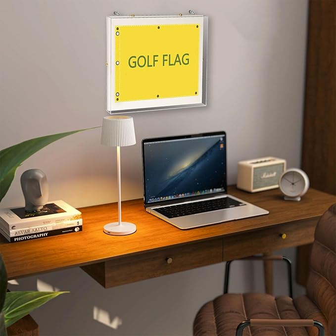 Acrylic Golf Flag Frames for 13'' x 17'' Golf Flag, Clear Boat Golf Garden Flags with Magnetic Mount, Banner Frame Shadow Boxes with Canvas Mat