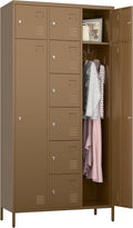 METAN Metal Locker for School Office Gym Bedroom, 10 Doors Steel Storage Locker Cabinet for Employees, Industrial Storage Locker, Assembly Required (Khaki)