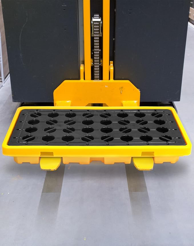 QWORK 2 Drum Modular Platform 5000 lbs. 30 Gallon Sump Containment Tray, Drum Spill Containment Pallet