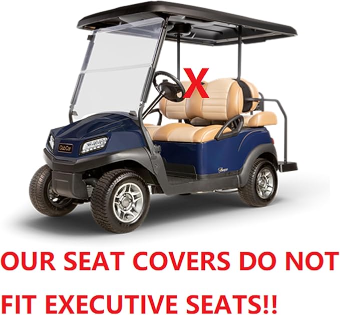 Huskey Golf Cart Front Rear Seat Covers for Club Car Precedent 2004+ Models, Custom Fit, Black/Orange Diamond Stitching, Marine Grade Vinyl Material,Staple On