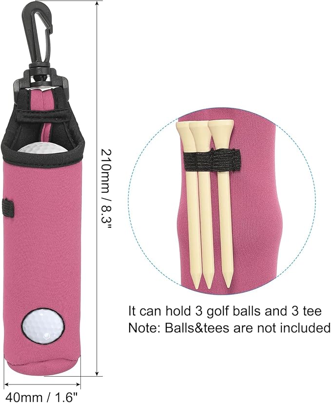 PATIKIL Golf Ball Carry Bag Golf Tee Holder Pouch Portable Neoprene Golf Ball Holder with Clip for Men and Women