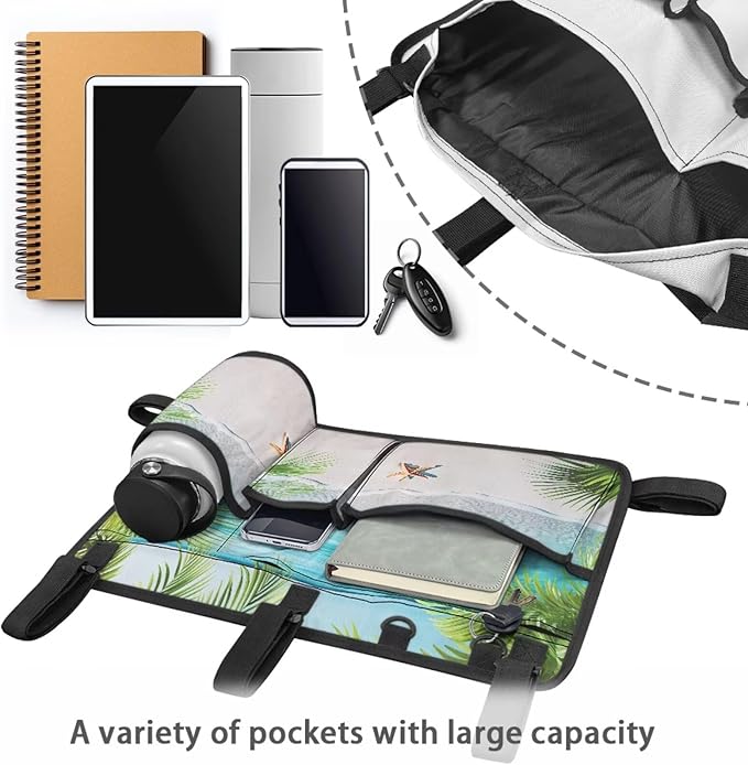 Beach Golf Cart Rear Seat Organizer Foldable Storage Bag for Club Car, Wheelchair and Walker