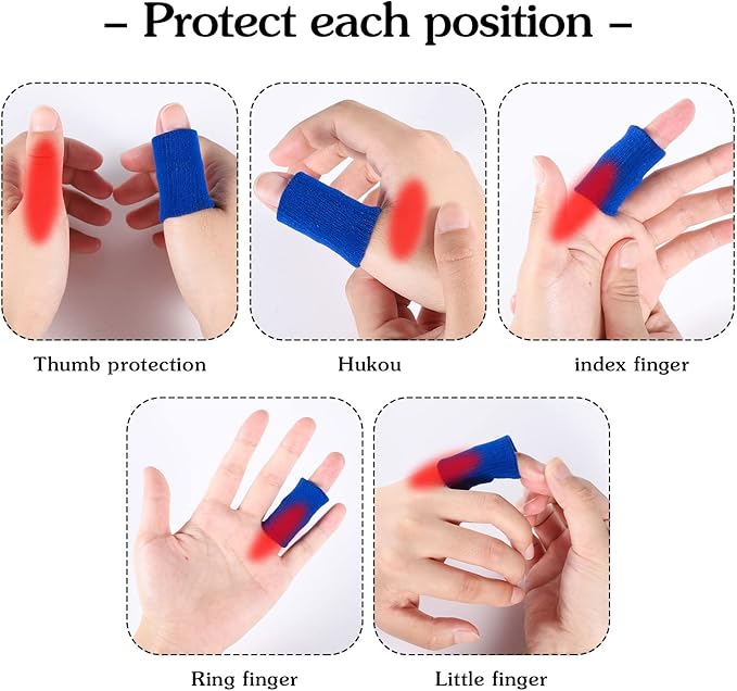 20 PCS Finger Sleeves Protectors, Sport Finger Sleeves Thumb Brace Support Finger Brace Elastic Thumb Sleeves for Relieving Pain Arthritis Trigger Finger (Black, royal blue)