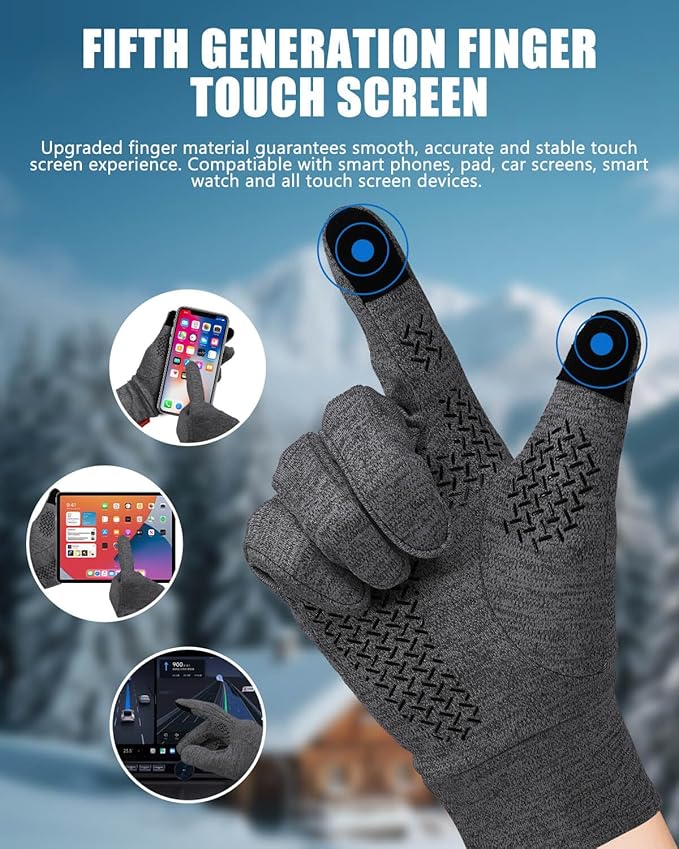 Aegend Lightweight Winter Gloves for Men Women, Warm Running Gloves Touchscreen Thermal Glove Liners for Cold Weather Driving, Cycling & Hiking, Non-Slip, Elastic Cuff, Stretchy, Durable