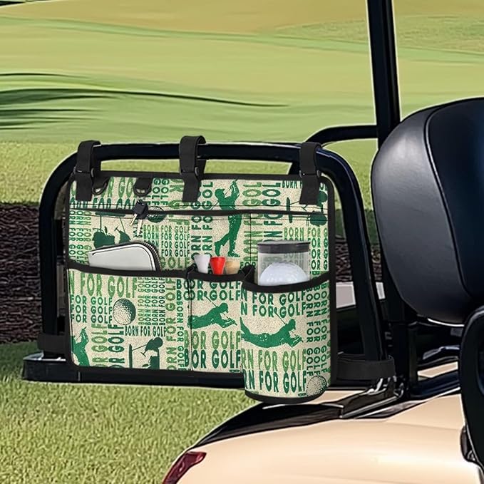 Golf Ball Golf Cart Rear Seat Organizer Universal No Drilling Storage Bag Lightweight Accessories