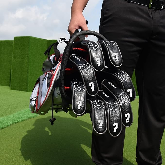 mytag 8PCS Golf Hybrid Iron Covers Set, Knit Hybrid Head Covers, Fits Cobra T Rail, Cleveland Launcher, Wilson Launch Pad, Tour Edge Hot Launch - Customizable