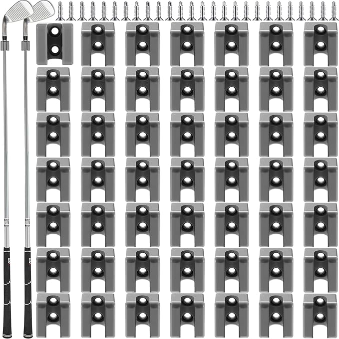 Deekin 30 Pcs Golf Club Hanger Holder Golf Club Wall Mount Rack Storage Organizer for Garage Hanger with 60 Pcs Screws for Wall Display, Grip up Type