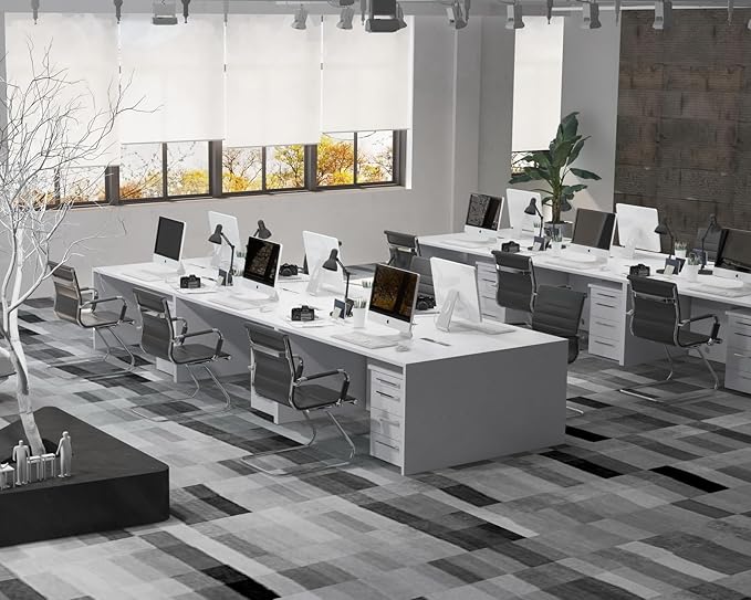 CIMOTA Waiting Room Chairs Leather Office Guest Chair Mid Back Reception Chairs with Sled Base for Meeting/Patient/Conference Room, Black Set of 8