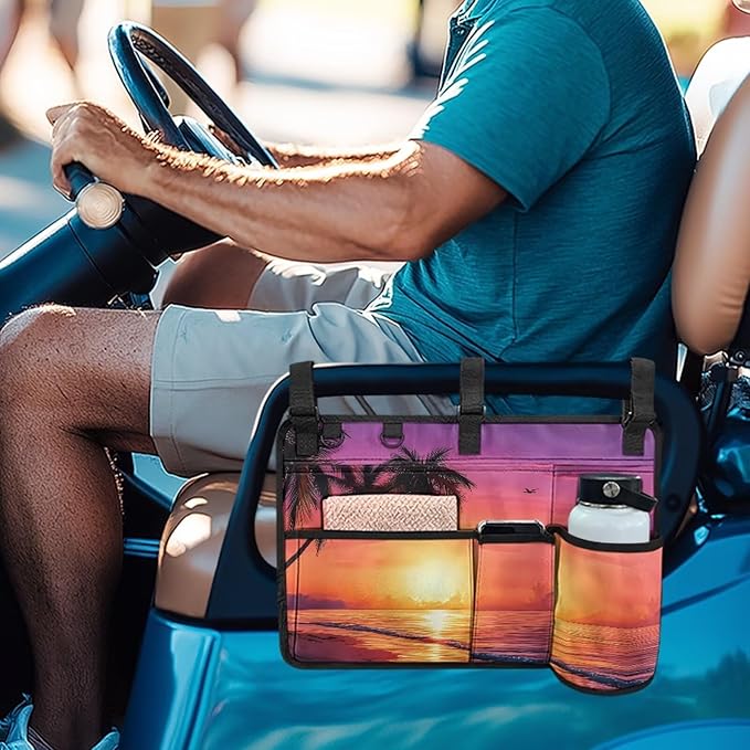 Fashion Golf Cart Rear Seat Organizer Lightweight Storage Bag Accessories for Club Car, Wheelchair and Walker