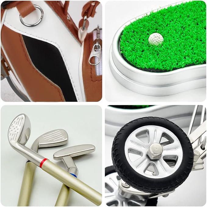 Dual-Purpose Creative Golf Pen Holder With 3 Club Pens - Office Desk Decoration, Souvenir Birthday Gift for Golfer Fans, Women and Men