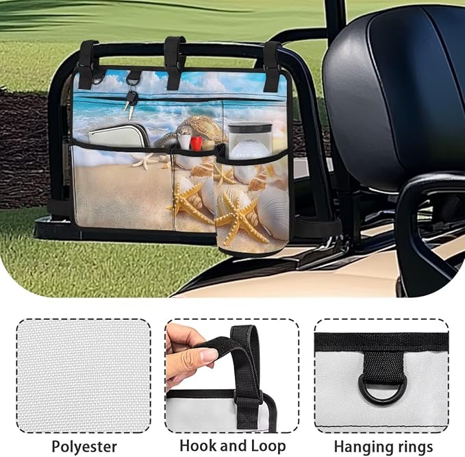 Beach Golf Cart Rear Seat Organizer Foldable Storage Bag for Club Car, Wheelchair and Walker