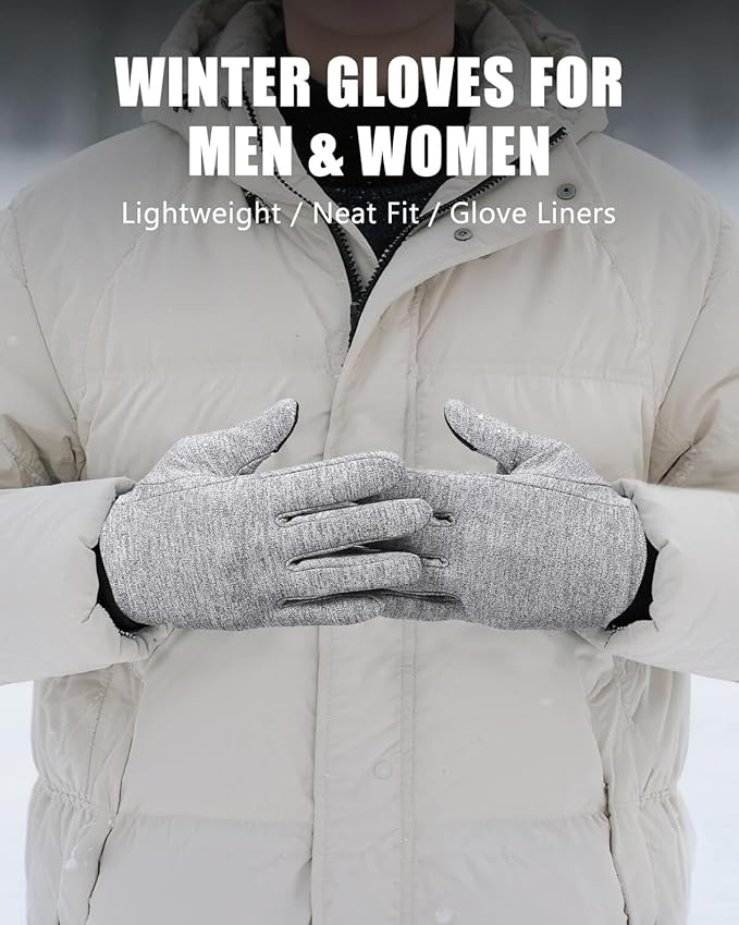 Aegend Lightweight Winter Gloves for Men Women, Warm Running Gloves Touchscreen Thermal Glove Liners for Cold Weather Driving, Cycling & Hiking, Non-Slip, Elastic Cuff, Stretchy, Durable