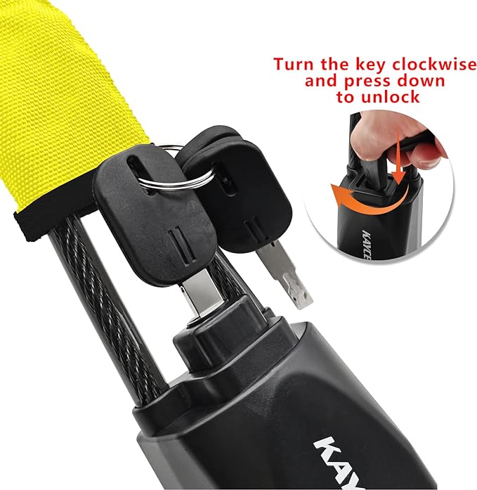 KAYCENTOP Car Steering Wheel Lock, Seat Belt Lock, Anti-Theft Device, Max 17 Inch Length, Small and Light-Weight, Multi-Functional, Fit Most Vehicle, SUV, Golf Cart Security (Yellow)