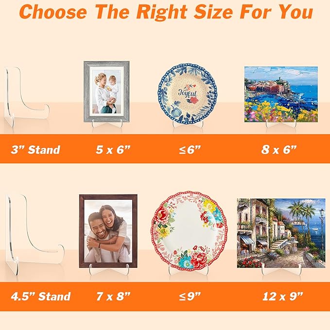 5 Pack Acrylic Display Stand, Plate Stand for Display, Clear Easel Stand, Display Holder for Card, Frame, Picture, Magazine, Book, CD, Phone (Large/ 4.5 Inch)
