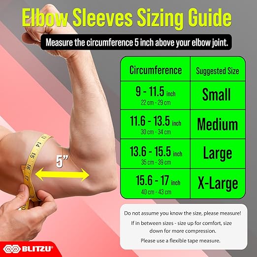 BLITZU Elbow Compression Sleeve for Tendonitis 2 Pack, Tennis Elbow Brace Support for Men and Women Golfers Elbow Pain Relief, Arthritis, Bursitis, Arm Brace for Workout, Weightlifting Nude L