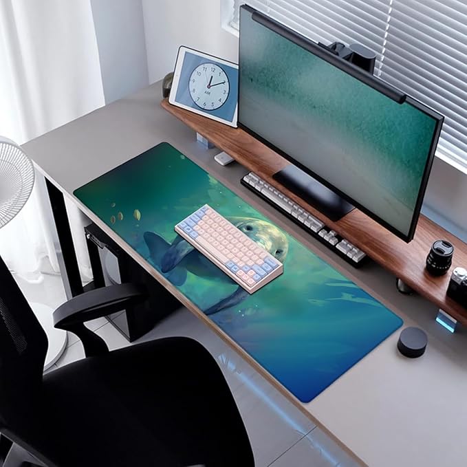 Manatee Gaming Mouse Pad, Desk Mat, Non-Slip Rubber Base Cool Aesthetic MousePads for Computer Laptop Keyboard Office School Home Desktop Accessories Decor 31.5" x 11.8"