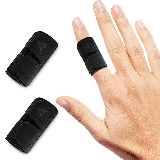 2PCS Finger Splints (No Metal Support) – Adjustable Compression Neoprene Finger Sleeves/Brace for Arthritis, Tendonitis & Pain Relief, Elastic Buddy Straps for Sports (Basketball, Tennis, Volleyball, Badminton) – Single Finger Design, L