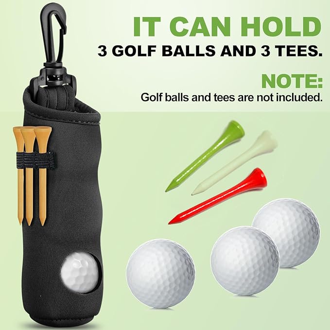 4 Pieces Golf Tee Holder Golf Ball Carry Bag Pouch Ball Holder Keychain Belt Clip Gifts Accessories