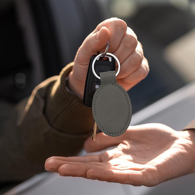 LaserGram Oval Keychain, Golf Ball, Personalized Engraving Included (Gray)