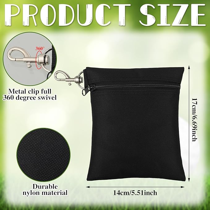 Shappy 3 Pcs Golf Tee Bag 6.7 x 5.5 Inch Golf Ball Bag Pouch Utility Tee Holder with Zipper Metal Lobster Claw Clip Valuables Gift Accessory Pouch for Men Women
