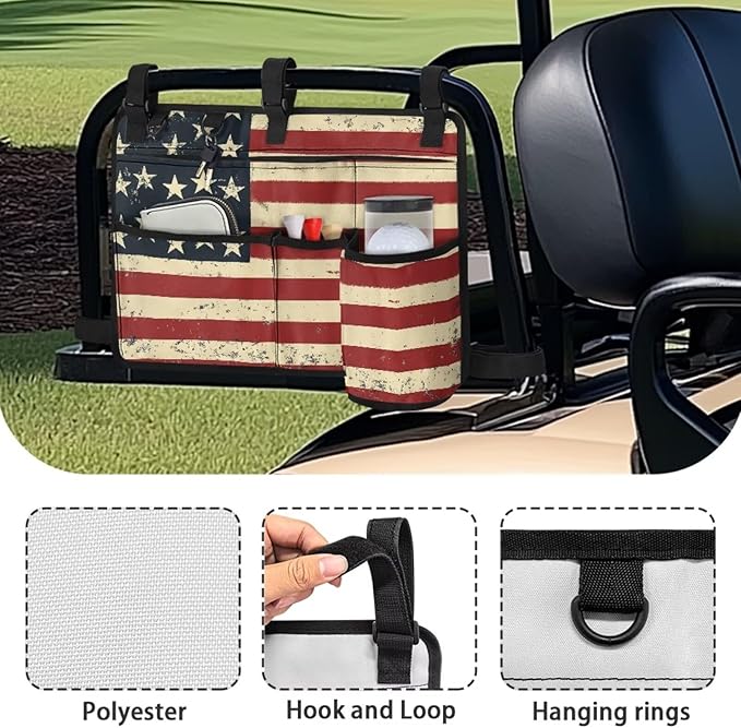 Fashion Golf Cart Rear Seat Organizer Lightweight Storage Bag Accessories for Club Car, Wheelchair and Walker