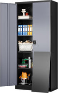 SISESOL Wide & Deep Metal Storage Cabinet with Lock & Adjustable Shelves,72" Gray Garage Storage Cabinet with Locking Doors,Locking Metal Cabinets for Home,Office,Shop,Garage 72x36x18