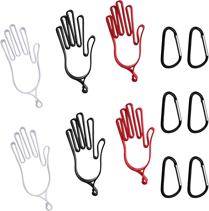 Heran 6 Pcs Golf Gloves Holder with 6 Metal Hanging Hooks, Golf Glove Hanger Keeper Drying Rack Support Tool for Men and Women, Multi-Sport, Ideal for Baseball, Cycling