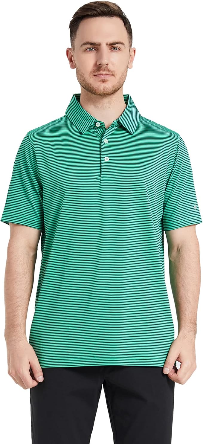 Golf Shirts for Men Dry Fit Short Sleeve Print Performance Moisture Wicking Polo Shirt
