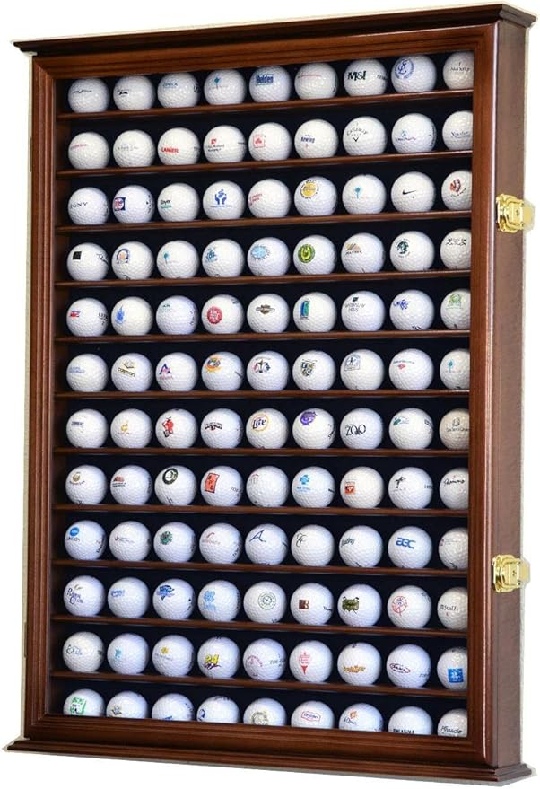 Golf Ball Display Case Holder Cabinet Wall Rack Stand Select Your Size 98% UV Lockable 5 Sizes 4 Colors to Choose