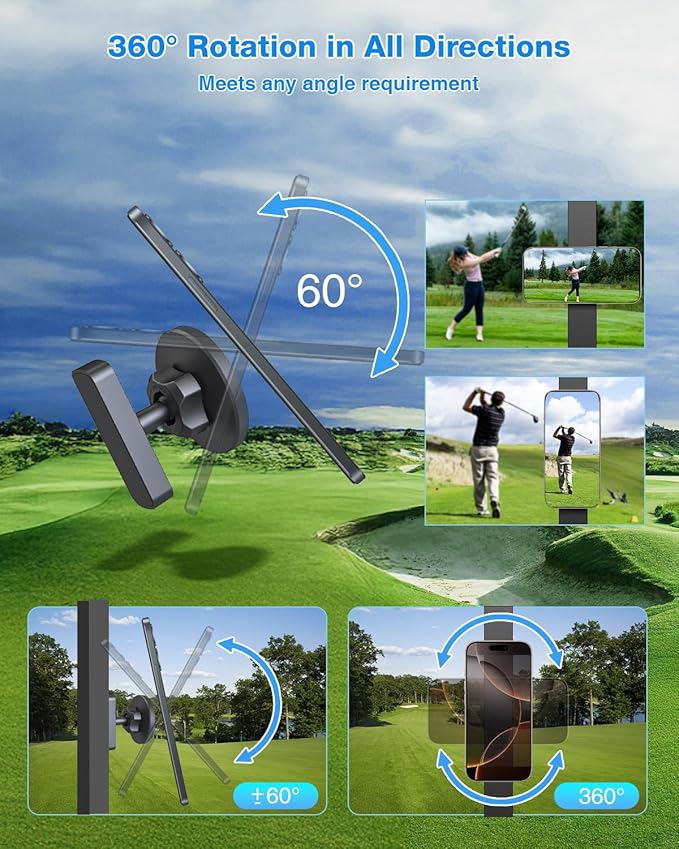 Magnetic Golf Cart Phone Holder, with Powful N52 Magnet, Golf Cart Phone Mount, Compatible with MagSafe iPhone 16/15/14/13/12, Fits EZGO/Yamaha/Club Car/Icon - Golf Cart, Gym (1 Pack)